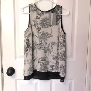 -NWT Vero moda. Women’s Blouse sleeveless two layer. black and cream.